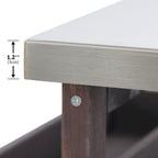 Outdoor-Kücheninsel, rollbarer Barwagen und Aufbewahrungsschrank, Grilltisch aus Massivholz mit Edelstahlplatte, Gewürzregal und Handtuchhalter