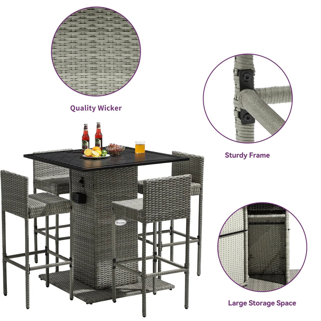 Ensemble de bar Moasis en résine tressée pour extérieur, 5 pièces – 5 pièces