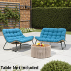 Fauteuil double Papasan avec coussin, rotin PE toutes saisons et structure en métal, pour intérieur et extérieur