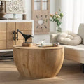 Table basse ronde de rangement rétro, en bois, adaptée au salon, à la salle à manger ou au bureau.