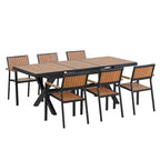 7-Piece Outdoor Extendable Dining Set with Extendable Table and 6 Armrest Chair