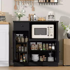 Keukenkast voor magnetron met opbergruimte, 3 deuren, 1 lade en verstelbare planken, voorraadkast