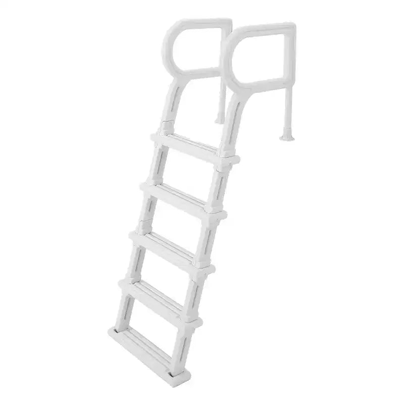 Stevige zwembadladder met 5 treden en dubbele leuningen, antislip en robuuste PE-treden, draagvermogen van 400 lb, geschikt voor ingegraven en bovengrondse zwembaden van 48-54 inch