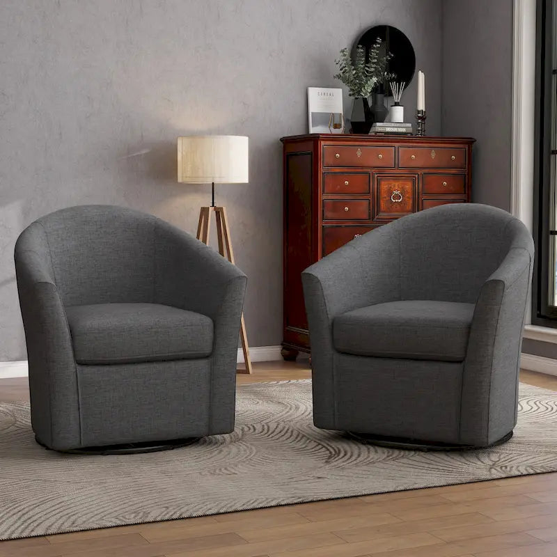 Ensemble de 2 fauteuils tonneau pivotants modernes rembourrés, fauteuils d’appoint pour salon
