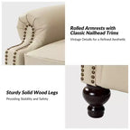 Set aus 2 modernen Elisabete-Sesseln mit hoher Rückenlehne aus echtem Leder und Vintage-Nagelkopfbesatz für Wohnzimmer und Schlafzimmer| ART OF LIVING DESIGNS