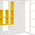 Kinder-Hochbett mit Kleiderschrank und Regalen, Hochbettgestell aus Holz mit Stauraumschrank für Kinder und Jugendliche