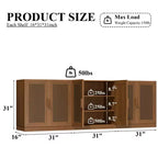 3-teiliges Sideboard-Set mit Rattantüren und verstellbaren Einlegeböden – 93L x 31H