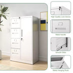 Metal Storage Vertical Filing Cabinet with Lock, Steel File Locker with 4 Drawers