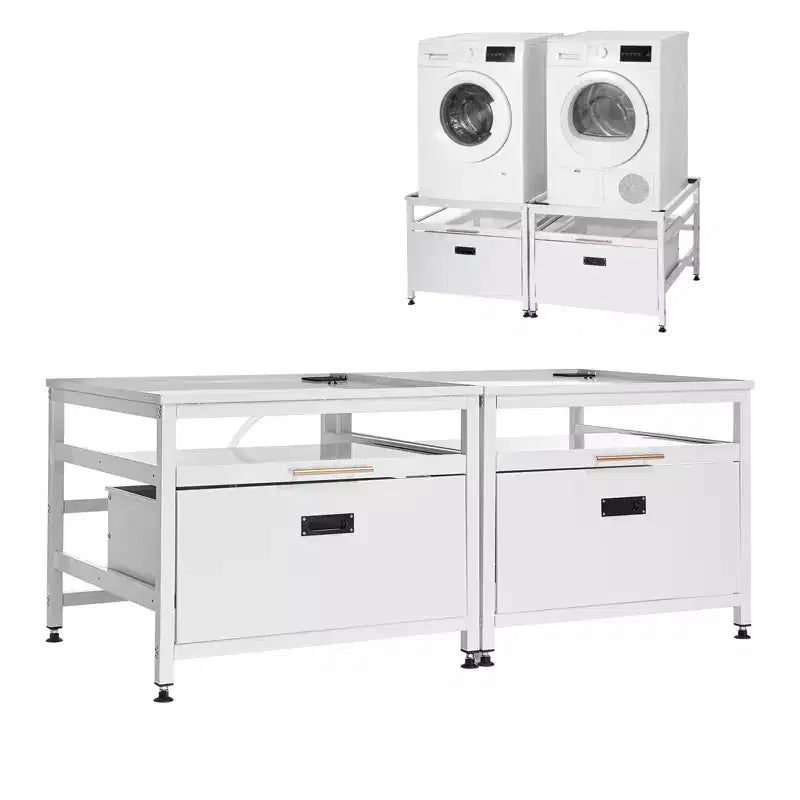 VEVOR-waspodest, 22,6 inch hoog, wasmachine- en drogerpodest van 29 x 29 inch met uitschuifbare lade en opbergruimte, draagvermogen van 800 lb, antislip, wit