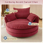 360 Swivel Accent Chair, Barrel Chair Swivel Round Sofa Chair with Cushion for Living Room