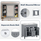 Meuble-lavabo moderne de salle de bains de 36 po avec vasque sur plan, armoire à miroir, 2 portes et 2 tiroirs