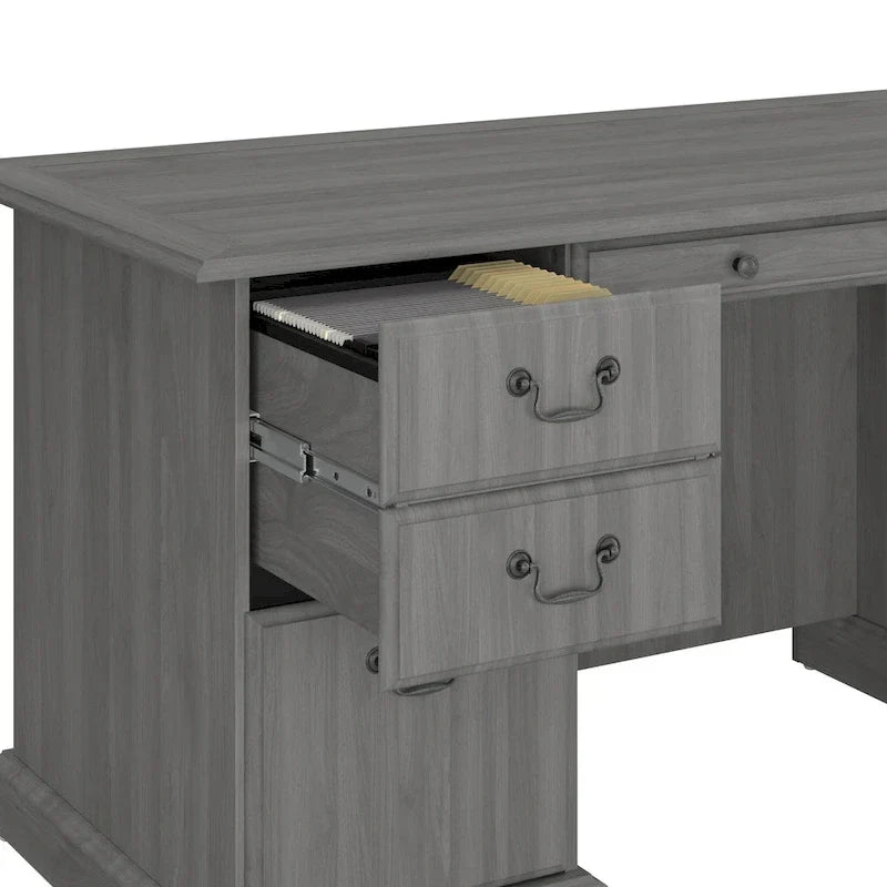 Bush Furniture Saratoga Schreibtisch für Führungskräfte mit Schubladen und Stauraum