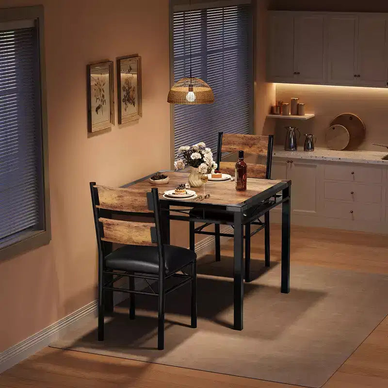 Ensemble de table à manger pour 4 personnes avec 4 chaises rembourrées, ensemble de table de cuisine en bois de 5 pièces avec protection d’angle pour cuisine, appartement ou petit espace