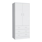 Moderner zweitüriger Kleiderschrank mit 3 Schubladen und 1 Kleiderstange fürs Schlafzimmer