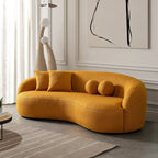 Blaine luxuriöses modernes Sofa im Japandi-Stil aus Bouclé-Stoff mit geschwungener Form