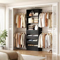Besiost Holz-Kleiderschrank-Organizersystem für 1,2–2,7 m mit 4 Schubladen, 4 Kleiderstangen und Regaltürmen