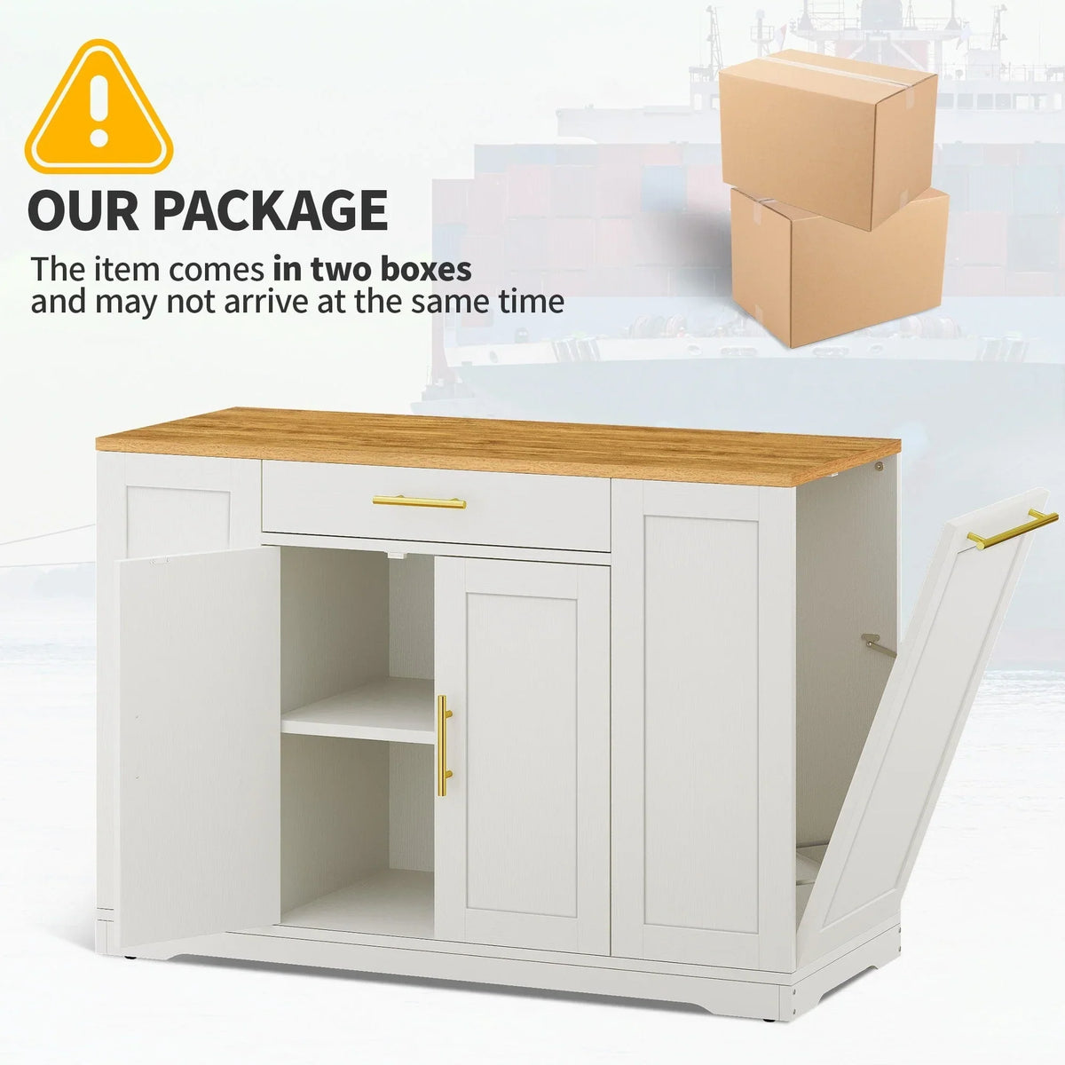 Îlot de cuisine roulant Moasis de 53 pouces, meuble de rangement, chariot de cuisine portable et mobile
