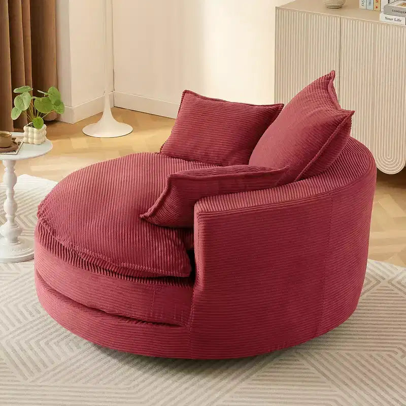 360 Swivel Accent Chair, Barrel Chair Swivel Round Sofa Chair with Cushion for Living Room