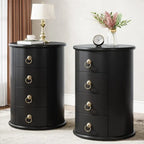No Assembly Solid Wood End Table, Vintage Round Side Drawers Table