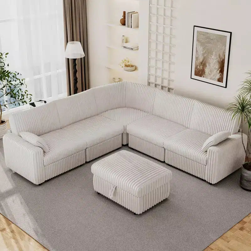 Dyonery Modular Corduroy Sectional Sofa with Washable Covers