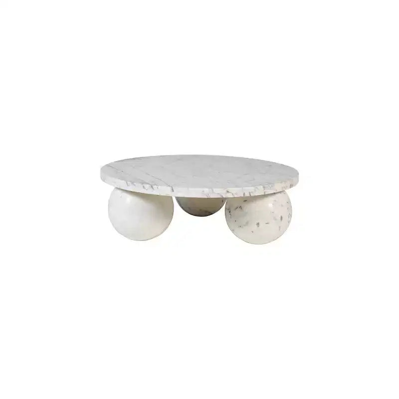 Runder Couchtisch aus Marmor mit Kugelbeinen, mehrfarbig, für 4 Personen??