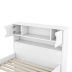 Lit plateforme de capitaine Twin/Full avec 4 tiroirs et étagères de rangement, structure en bois massif avec tête de lit bibliothèque et rangements