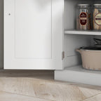 Armoire de rangement de garde-manger de cuisine de 72 pouces, armoire traditionnelle autoportante avec 4 portes et 3 étagères réglables, grand tiroir central
