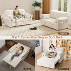 Dyonery 3-in-1-Schlafsofa, ausziehbares Schlafsofa mit Seitentasche und verstellbarer Rückenlehne, werkzeuglose Montage, klappbares Loveseat