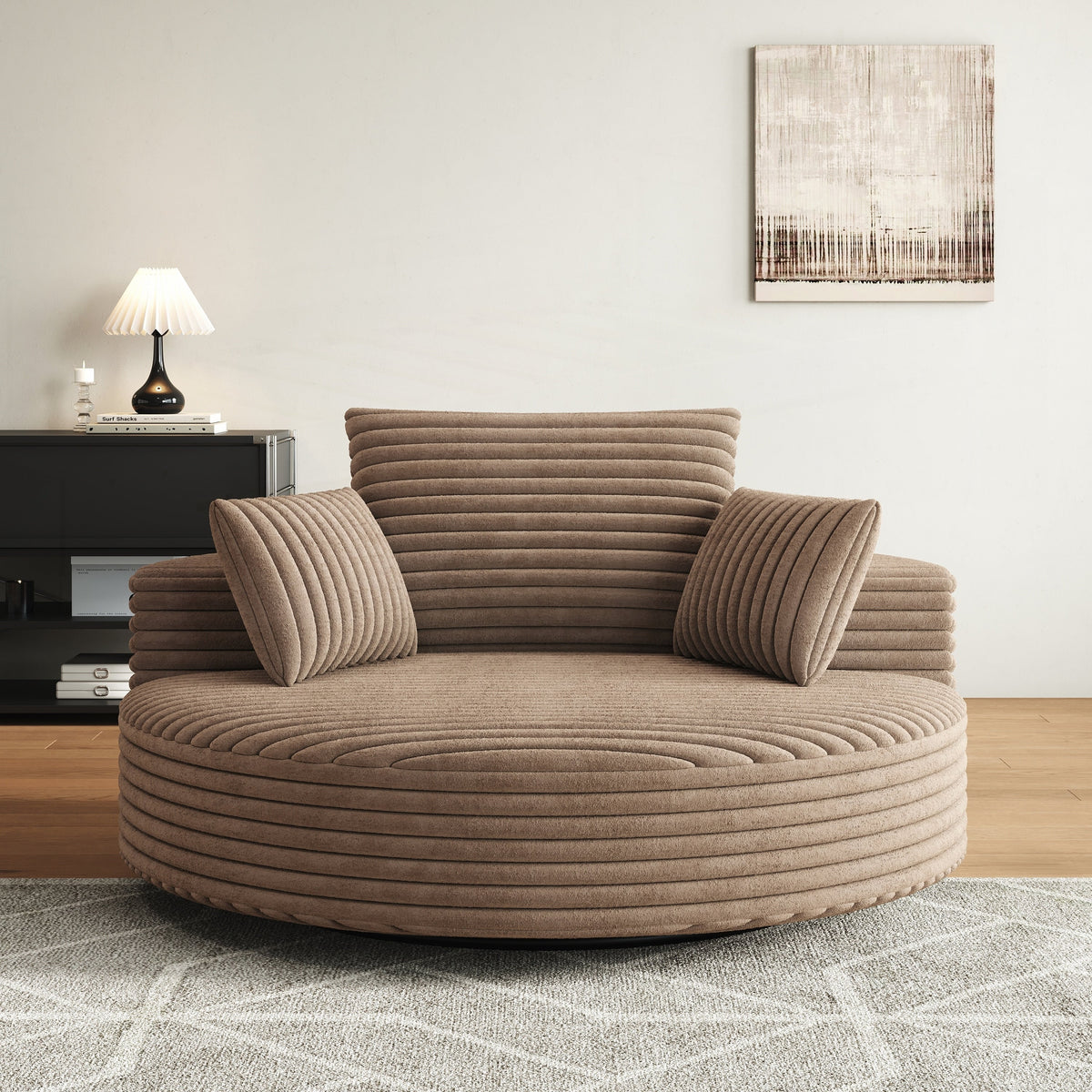 Corduroy Chenille Foam Single Swivel Chair