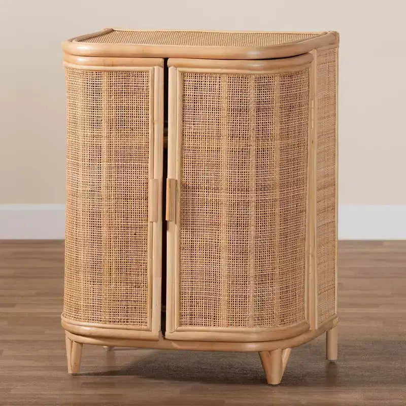 Meuble de rangement en rotin naturel bali & pari Yanka Natural : fabriqué à la main, 2 étagères, design bohème