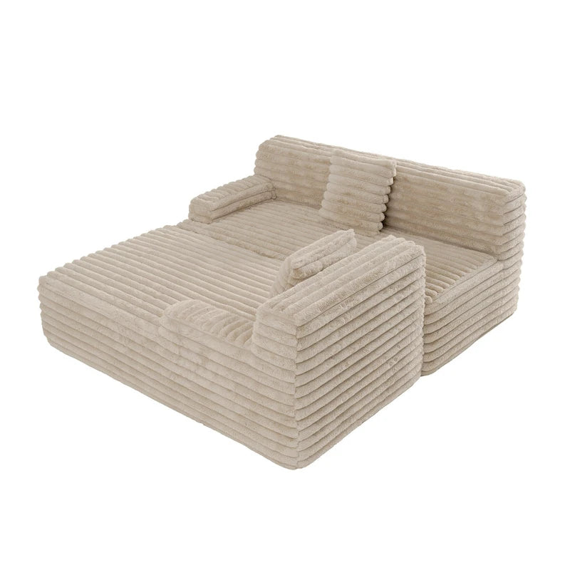 Cloud-Ecksofa, modernes Polstersofa mit 2 Zierkissen, frei kombinierbares Sofa, modulares L-förmiges Ecksofa