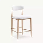 Boucle Dining Armless Barstools Set of 4,with Wood Grain Metal Legs for Kitchen, Living Room, Restaurant, Cafe - Morden Fort