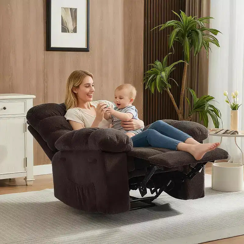 Manueller Relaxsessel, ergonomischer Relaxsessel aus atmungsaktivem Stoff mit Seitentaschen, Einzelsessel, geeignet für Wohnzimmer und Schlafzimmer