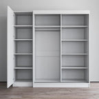 Armoire à 2 portes avec miroir, façade en verre, pour 2 personnes (gris / noir / blanc)