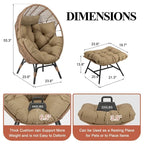 Fauteuil œuf d’intérieur FINCATI, fauteuil œuf d’extérieur supportant 440 lbs, fauteuil œuf surdimensionné avec pouf, fauteuil œuf luxueux et confortable avec repose-pieds