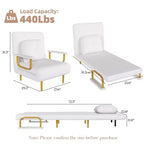 Canapé-lit pliant 3-en-1, fauteuil convertible avec dossier réglable en 5 positions et coussin, couchage gain de place pour salon, chambre et bureau (blanc)