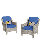 Ensemble de 2 fauteuils de jardin d’extérieur HOOOWOOO en rotin tressé à dossier haut