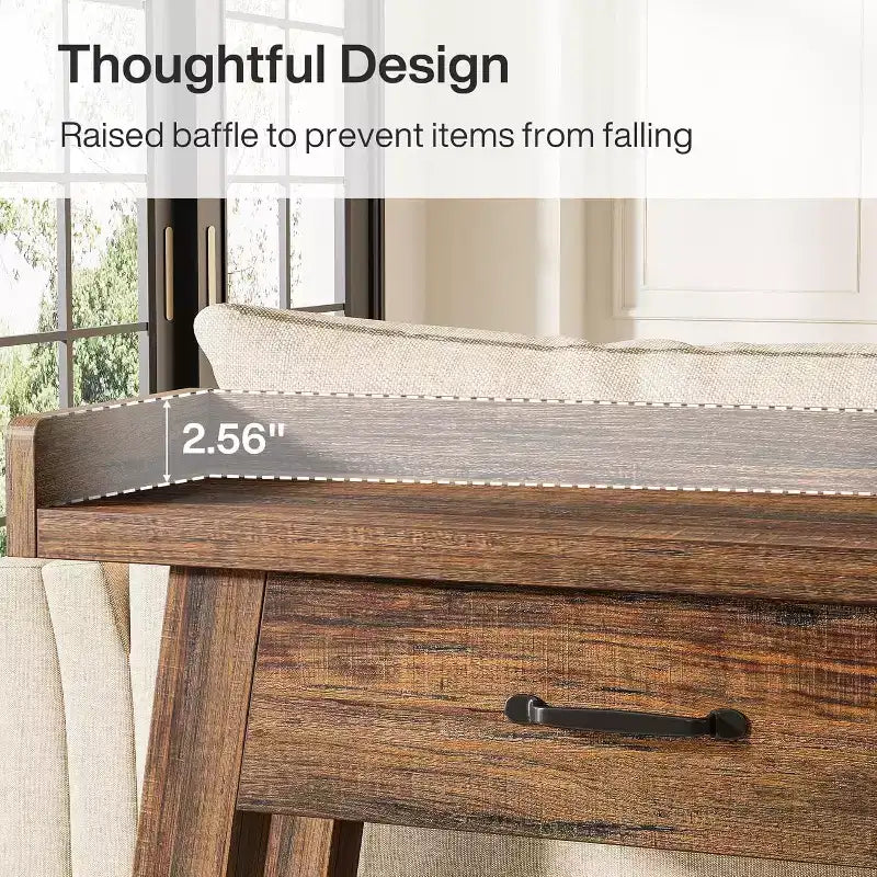 Table console Lantine à 2 niveaux avec 3 tiroirs, console de 70,9 avec rebord surélevé et étagères de rangement pour le salon, le couloir ou l’entrée