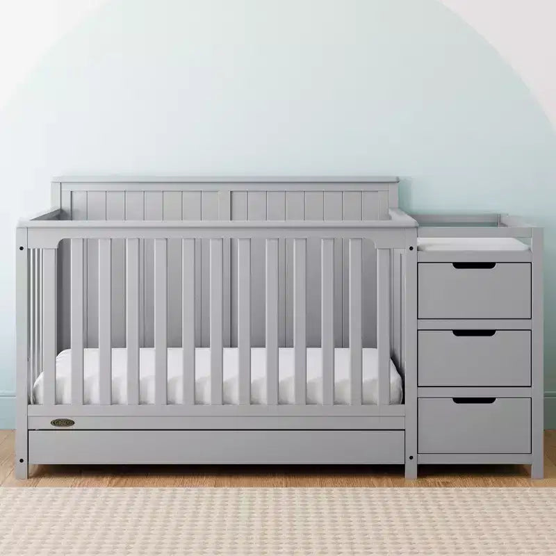 5-in-1 converteerbaar babybedje en commode met lade