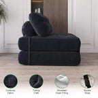 Full Corduroy Folding Sofa Bed Futon, Floor Convertible Sleeper Chair with Pillow & Back Support