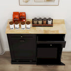 Meuble à déchets de cuisine noir avec deux tiroirs et deux compartiments basculants