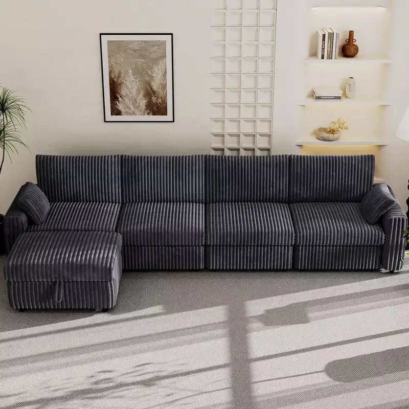 Canapé sectionnel modulaire en velours côtelé Dyonery avec housses lavables