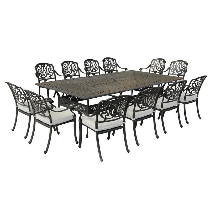 13-teiliges Esszimmer-Set aus Aluminium in Gunmetal von Havenside Home, Manasquan