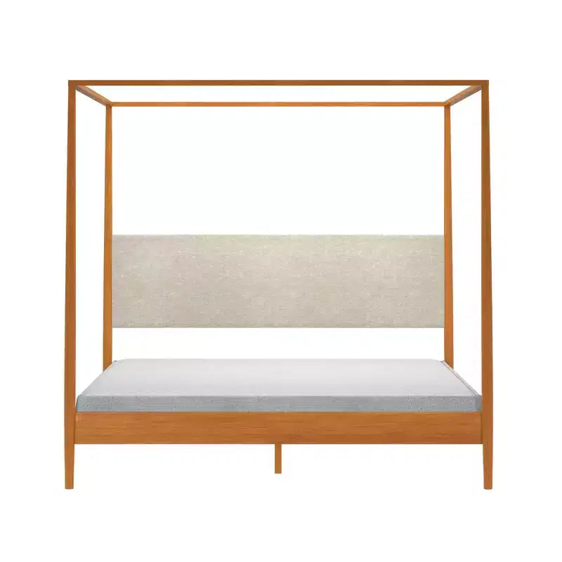 Harbor-Himmelbett in Kingsize mit gepolstertem Kopfteil, Blond/Swiss Coffee (MD2411-01)