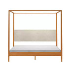 Harbor-Himmelbett in Kingsize mit gepolstertem Kopfteil, Blond/Swiss Coffee (MD2411-01)