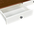 6-delige houten eetkamerset met 4 stoelen en bank, tafel met lade