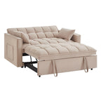 Loveseat-Schlafsofa 4-in-1 mit Armlehnen und Aufbewahrungstaschen, multifunktionales getuftetes Ausziehsofa mit verstellbarer Rückenlehne