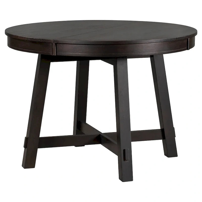 Table de salle à manger ronde extensible de style champêtre avec rallonge de 16 po, table de cuisine en bois