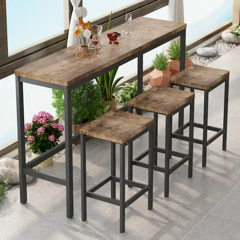 Ensemble de table de bar avec 3 tabourets