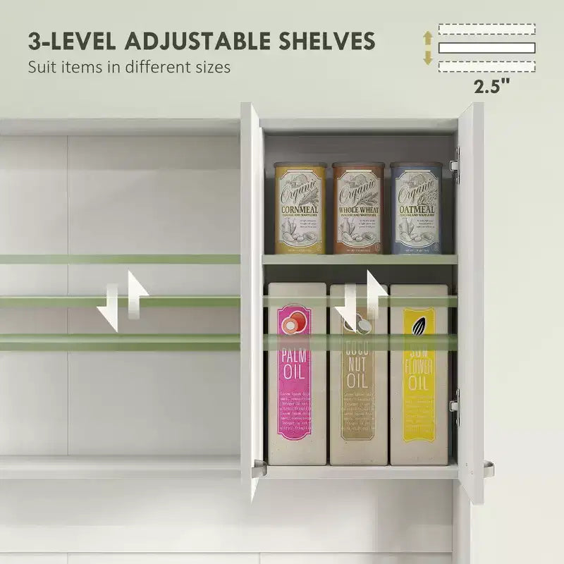 71 keukenkast, hoge opbergkast met magnetronstandaard, moderne keukenkast, 3 verstelbare planken voor woonkamer en eetkamer
